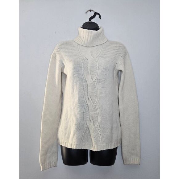 Garnet Hill 100% Cashmere Sweater Size Small Turtleneckz Cable - Picture 1 of 5